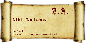 Niki Marianna névjegykártya